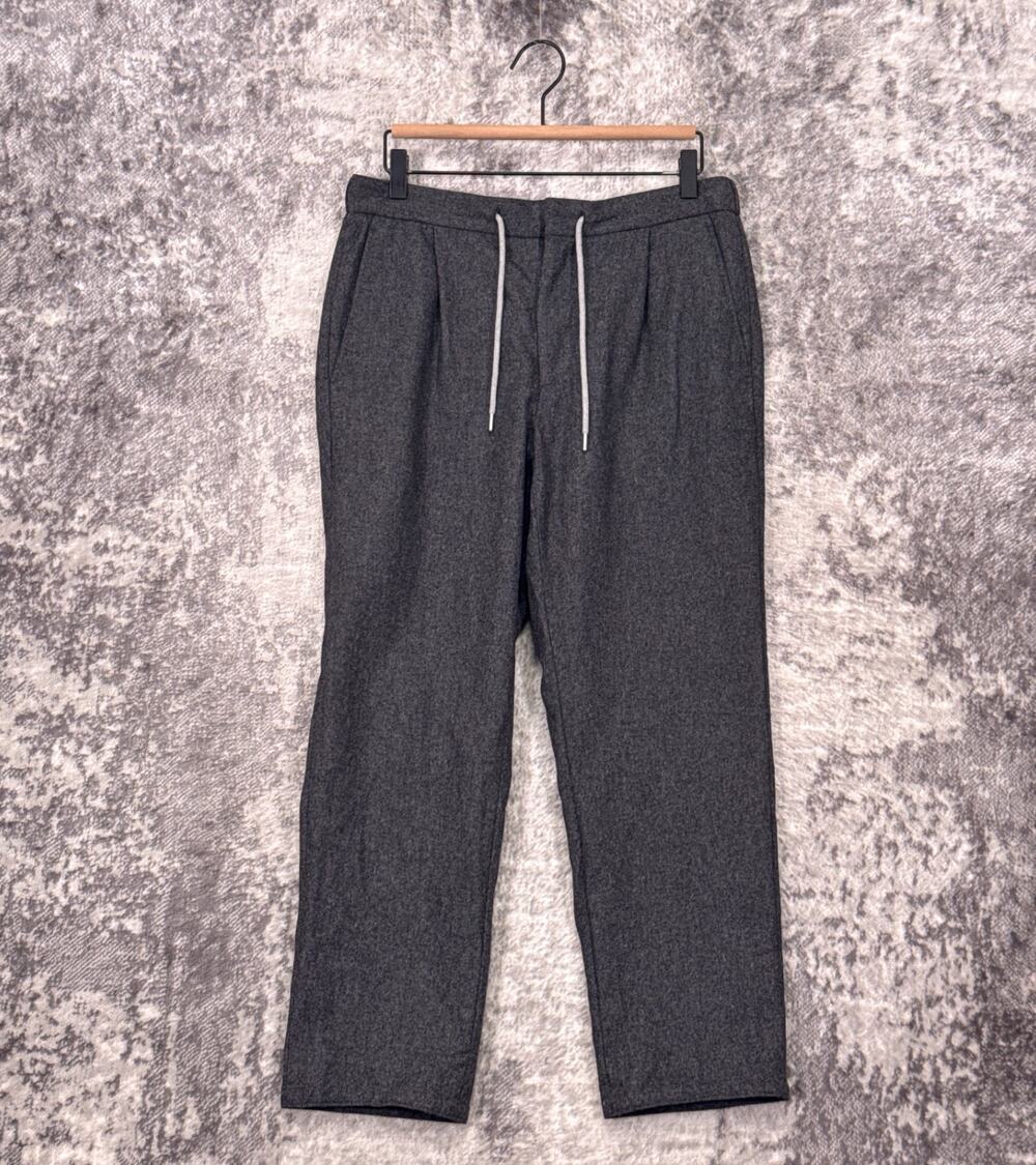 SUITSUPPLY Pants 30 x 26 Mens Gray Italian Flannel Wool Drawstring Trouser